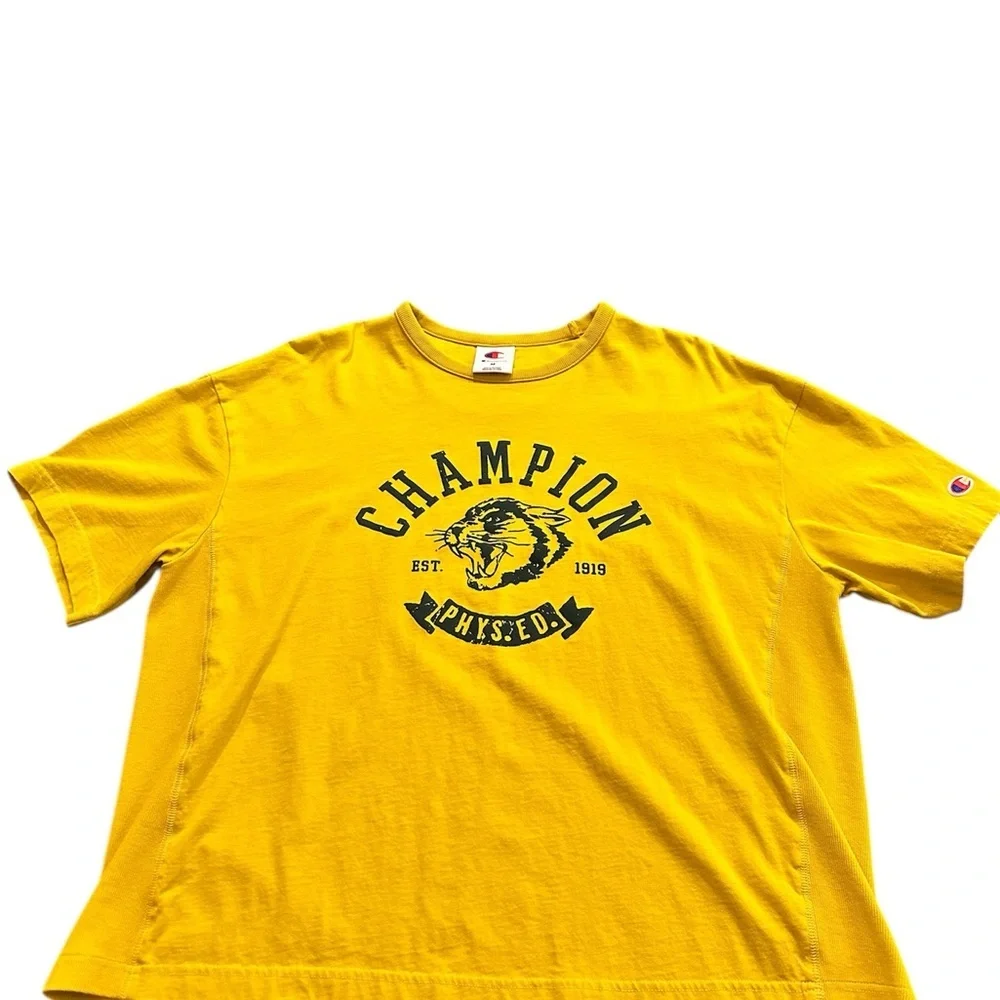 Champion Mustard Yellow Phys.Ed Graphic Tee Size Medium NWOT - Picture 2 of 5
